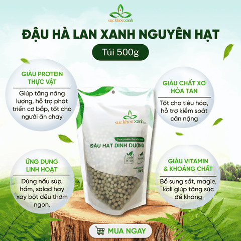 Combo 02- 1 Đậu Gà & 1 Đậu Hà lan xanh nguyên Hạt (mỗi túi 500g)