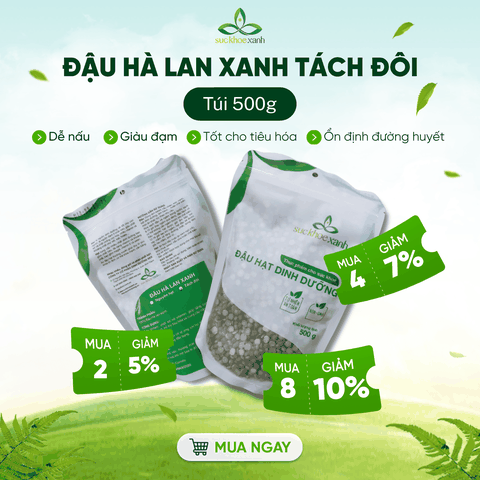 Đậu Hà Lan Xanh Tách Đôi Canada 500g - Hạt sạch, chất lượng cao - Món chay, healthy, nấu súp