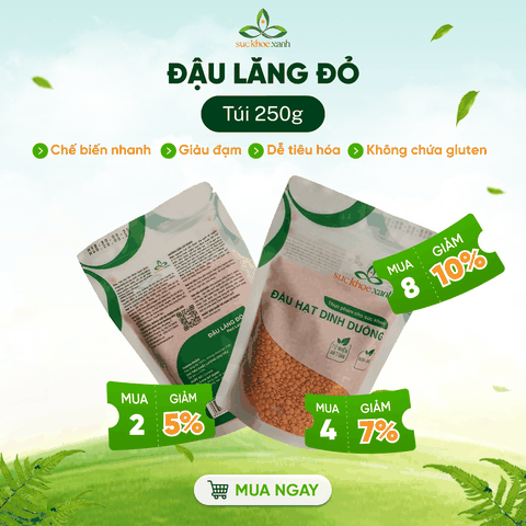 Đậu Lăng Đỏ Tách Vỏ Canada 250g - Hạt sạch, thuần tự nhiên - Nấu súp, món chay, ăn kiêng healthy