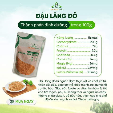 Combo 05- 1 Đậu Lăng đỏ & 1 Đậu Lăng xanh & 1 Đậu Hà lan vàng tách đôi nhập khẩu (mỗi túi 250g)