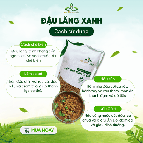 Combo 08- 1 Đậu gà & 1 Đậu Lăng xanh & 1 Đậu Hà lan xanh nguyên Hạt (mỗi túi 500g)