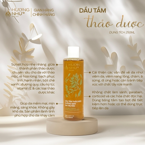 Dầu tắm thảo mộc dưỡng sinh Hương Như, 250ml, mẫu mới