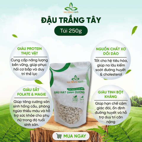 Đậu Trắng Tây Myanmar 500g - Hạt sạch, thuần tự nhiên - Giàu đạm, chất xơ - Món chay, healthy