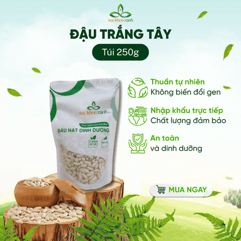 Đậu Trắng Tây Myanmar 500g - Hạt sạch, thuần tự nhiên - Giàu đạm, chất xơ - Món chay, healthy