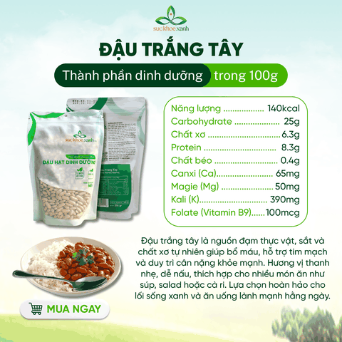 Đậu Trắng Tây Myanmar 500g - Hạt sạch, thuần tự nhiên - Giàu đạm, chất xơ - Món chay, healthy