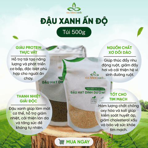 Đậu Xanh Ấn Độ 500g - Hạt nguyên chất, an toàn - Dinh dưỡng cao - Nấu chè, món chay