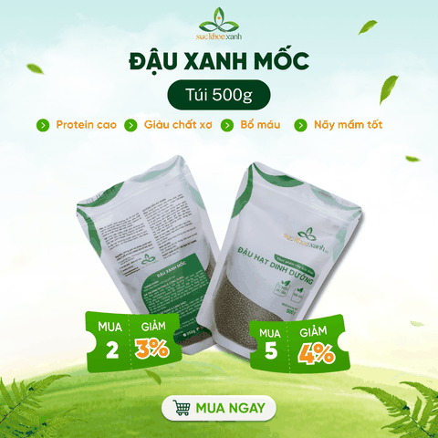 Đậu xanh mốc (đậu xanh tiêu) Myanmar 500g - Tỉ lệ nãy mầm cao - Chuyên làm giá đỗ