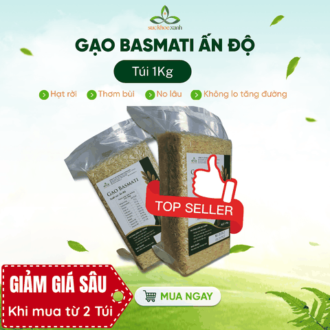 Gạo Basmati India (Ấn độ) Túi 1Kg - ngăn ngừa tiểu đường, kiểm soát cân nặng