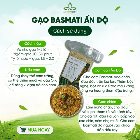 Gạo Basmati India (Ấn độ) Túi 1kg, ngăn ngừa tiểu đường