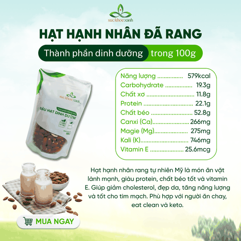Hạt Hạnh nhân ăn liền - Nhập khẩu từ Mỹ - Bổ sung dinh dưỡng - Ăn ngay tiện lợi - Sỉ lẻ giá tốt - Giao nhanh toàn quốc