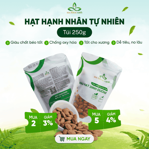 Sức Khỏe Xanh – Hạnh Nhân Sống Tự Nhiên Mỹ 500g – Bổ Sung Vitamin E -Chất Béo Tốt - Sỉ lẻ giá tốt