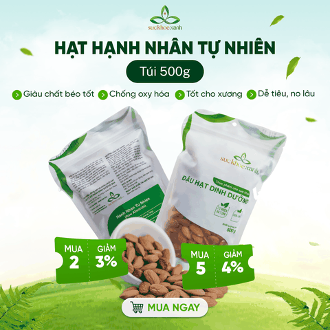 Sức Khỏe Xanh – Hạnh Nhân Sống Tự Nhiên Mỹ 500g – Bổ Sung Vitamin E -Chất Béo Tốt - Sỉ lẻ giá tốt