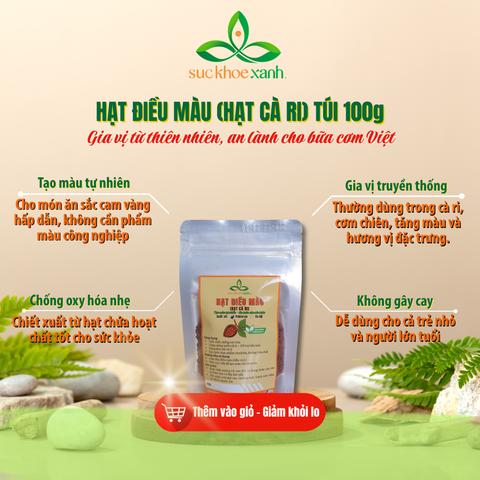 Hạt điều màu (Hạt cà ri) – Gia vị tạo màu thực phẩm tự nhiên – Không phẩm màu – Tăng hương vị & sắc vàng hấp dẫn - Giàu chất chống oxy hóa
