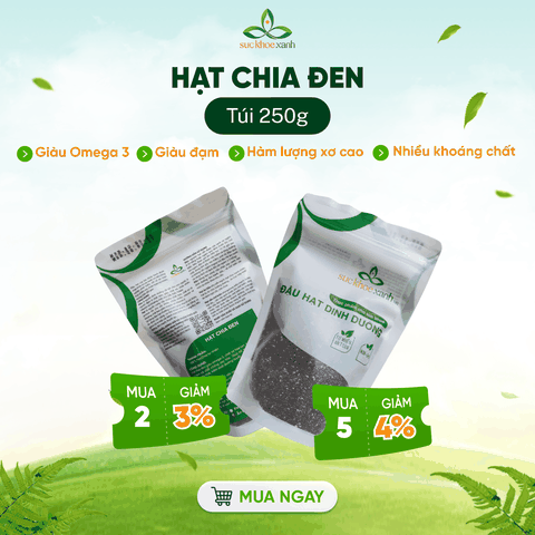 Sức Khỏe Xanh – Hạt Chia Đen Peru/Ấn Độ 250g – Hạt Sạch Tăng Năng Lượng, Làm Đẹp Da, Tốt Cho Tiêu Hóa