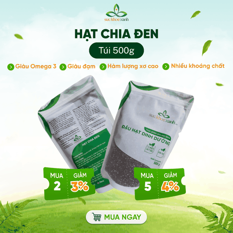 Sức Khỏe Xanh – Chia Đen Peru/Ấn Độ 500g – Hạt Dinh Dưỡng Ăn Kiêng, Hỗ Trợ Giảm Cân, Tốt Cho Tim Mạch