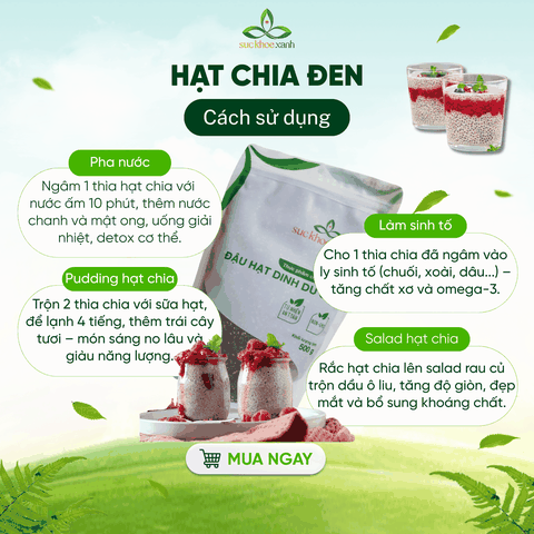 Sức Khỏe Xanh – Hạt Chia Đen Peru/Ấn Độ 100g – Siêu Thực Phẩm Giàu Omega 3, Chất Xơ, Protein