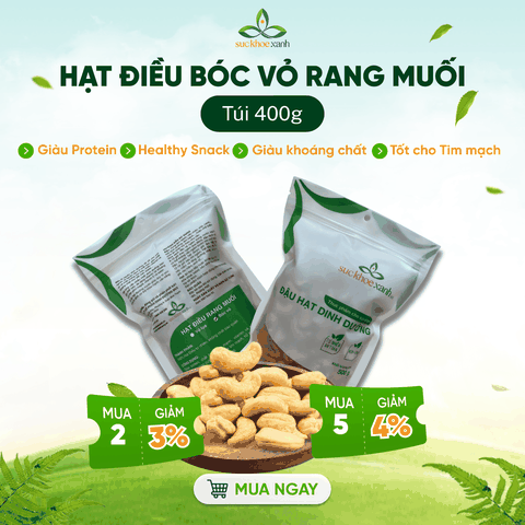 Hạt điều bóc vỏ rang muối Sức Khỏe Xanh