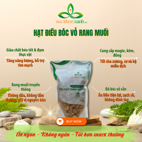 Hạt điều bóc vỏ rang muối Sức Khỏe Xanh