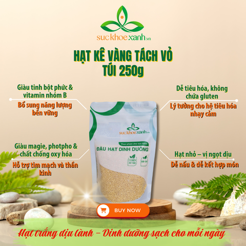 Hạt Kê vàng tách vỏ nhập khẩu từ Trung Quốc (Kê nếp), Túi 250g