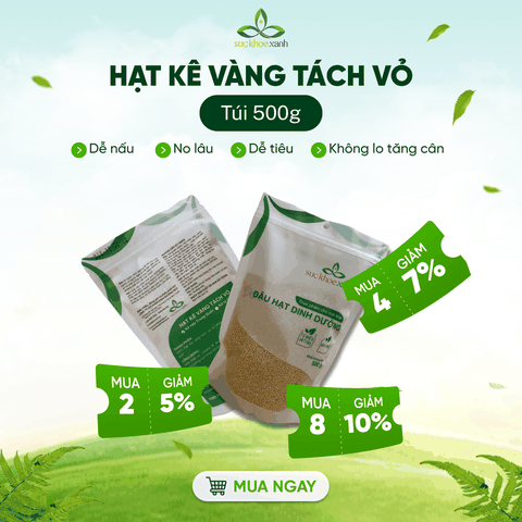 Kê Nếp Vàng Tách Vỏ Trung Quốc 500g – Hạt Nguyên Liệu Nấu Cháo, Làm Bột Ngũ Cốc, Ăn Kiêng Healthy