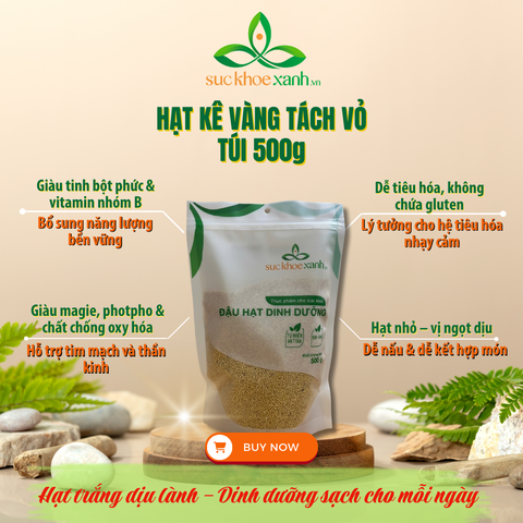 Hạt kê vàng tách vỏ nhập khẩu từ Trung Quốc (Kê nếp), Túi 500g