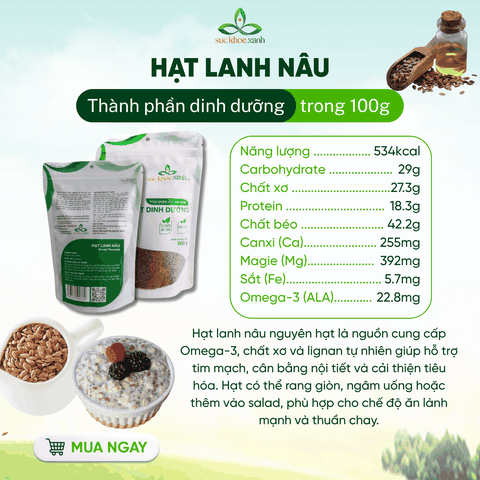 Hạt Lanh Nâu Ấn Độ 250g– Siêu Thực Phẩm Giàu Omega 3 -Ăn Kiêng Healthy -Eat Clean