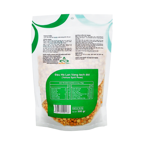 Combo 5 Túi Đậu Hà lan vàng tách đôi, nhập khẩu từ Canada, mỗi Túi 500g