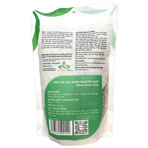 Đậu hà lan xanh nguyên Hạt Canada Túi 500g - Set 5 Túi
