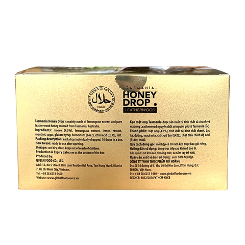 Kẹo Sả Mật Ong Tasmania Honey Drop 33gr