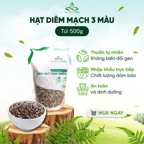 Hạt Quinoa 3 màu nhập khẩu từ Peru, Túi 500g