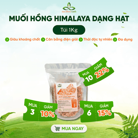 Muối Hồng Himalaya Dạng Hạt 1Kg – Tinh Thể Tự Nhiên – Nấu Ăn, Ngâm Chân, Thanh Lọc Cơ Thể
