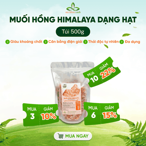 Muối Hồng Himalaya Dạng Hạt 500g – Tinh Thể Tự Nhiên – Nấu Ăn, Ngâm Chân, Thanh Lọc Cơ Thể