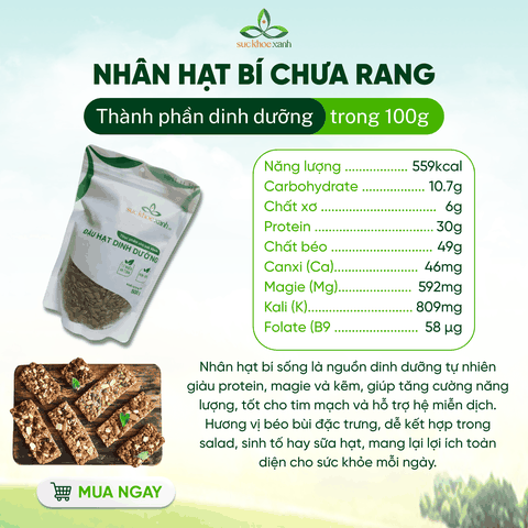 Nhân Hạt Bí Sống 250g – Hạt Dinh Dưỡng Cao Cấp, Ăn Chay, Làm Đẹp Da, Hỗ Trợ Giấc Ngủ
