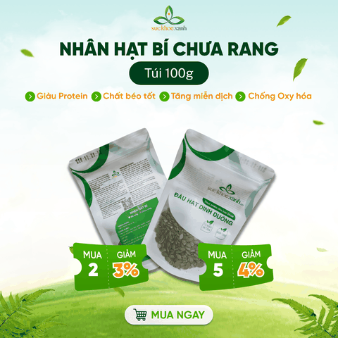 Nhân Hạt Bí Chưa Rang 100g – Giàu Kẽm, Magie, Ăn Kiêng Healthy, Tốt Cho Sức Khỏe