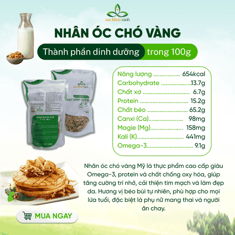 Nhân Óc Chó Vàng Mỹ 300g – Hỗ Trợ Sức Khỏe Toàn Diện, Tăng Đề Kháng
