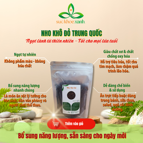 Nho khô đỏ nhập khẩu từ Trung Quốc, Túi 500g