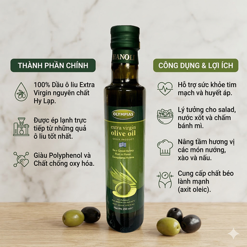 Dầu Oliu Nguyên Chất Olympias 250ml