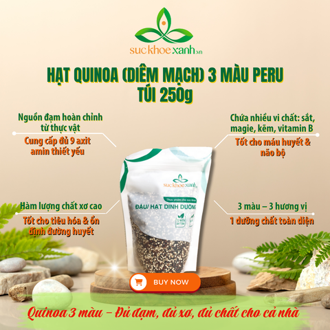 Hạt Quinoa 3 màu nhập khẩu từ Peru, Túi 250g