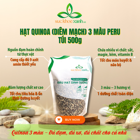 Hạt Quinoa 3 màu nhập khẩu từ Peru, Túi 500g