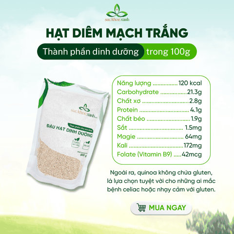Hạt Quinoa trắng nhập khẩu từ PERU/ẤN ĐỘ, Túi 500g