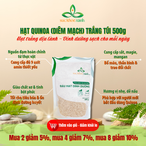 Quinoa Trắng Tây Ban Nha -  Giàu Protein Hoàn Chỉnh & Chất Xơ – Natural Seed, Protein Cao, Siêu Sạch, Eat Clean, Không Gluten, Giảm Cân