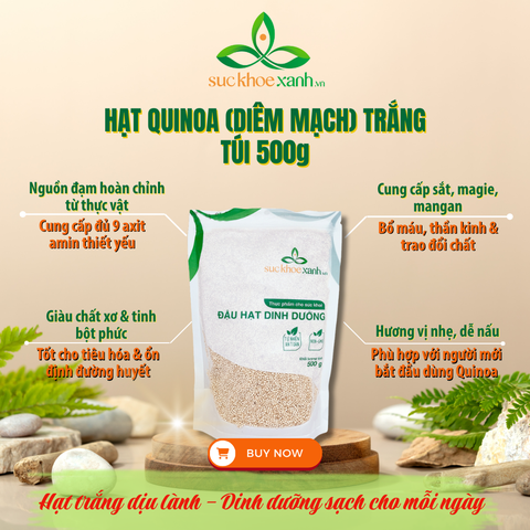 Hạt Quinoa trắng nhập khẩu từ PERU/ẤN ĐỘ, Túi 500g