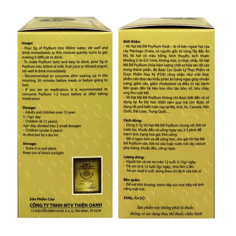 Vỏ Hạt Mã Đề Indian Psyllium (14 Gói/hộp)