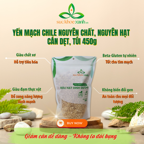 Yến mạch Chile nguyên hạt,nguyên chất cán dẹt 450g