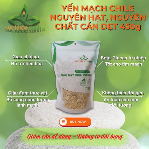 Yến mạch Chile nguyên hạt,nguyên chất cán dẹt 450g