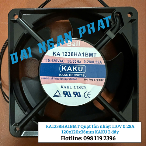 KA1238HA1BMT Quạt tản nhiệt 110V 0.28A 120x120x38mm KAKU 2 dây