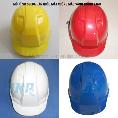 MŨ KĨ SƯ SSEDA HÀN QUỐC MẶT VUÔNG MÀU VÀNG TRẮNG XANH BẢO HỘ LAO ĐỘNG