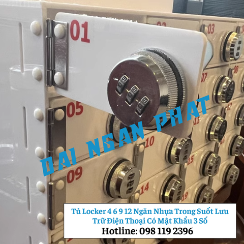 Tủ Locker 4 6 9 12 Ngăn Nhựa Trong Suốt Lưu Trữ Điện Thoại Có Mật Khẩu 3 Số