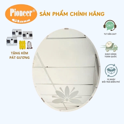 Gương Nhà Tắm In Hoa Văn Pioneer Hình Oval KT 45x60cm, 50x70cm - Mã SP: PE111