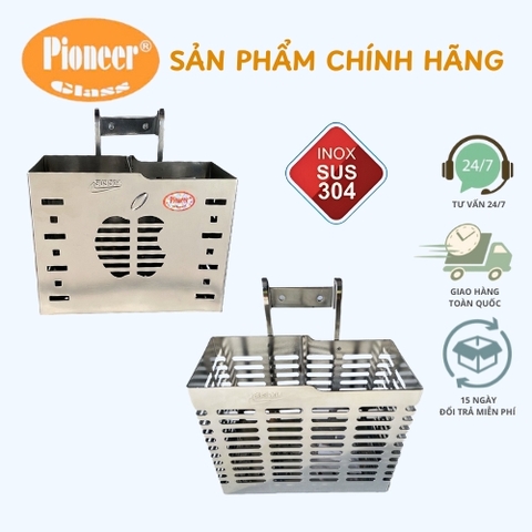 Ống Đựng Đũa Muỗng Pioneer Mẫu Vuông 2 Ngăn Inox 304 Cao Cấp